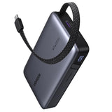 Baterie externa UGREEN PB550 (55996B), Incarcare rapida, Afisaj digital, USB, Type-C, Integrat USB-C Cable, 67W, 20000mAh, gri