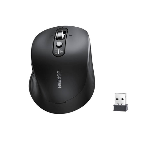 Mouse wireless UGREEN M752 (75498B), Multi-mode, Bluetooth 5.4, 2.4Ghz, 4D Scroll Wheel, 1000-5000DPI, 2x AA Battery, negru
