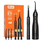 Periuta de dinti electrica Bitvae dinti electrica (E11) + Irigator oral (F5020E), Ultrasonic, 2x4 Heads, 5 Brush Modes, 3 Irrigate Modes, negru