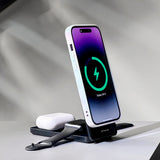 Incarcator wireless Proove Metal Edge (WSME15010003), MagSafe, pentru iPhone, AirPods, iWatch, Pliabil, 15W, gri