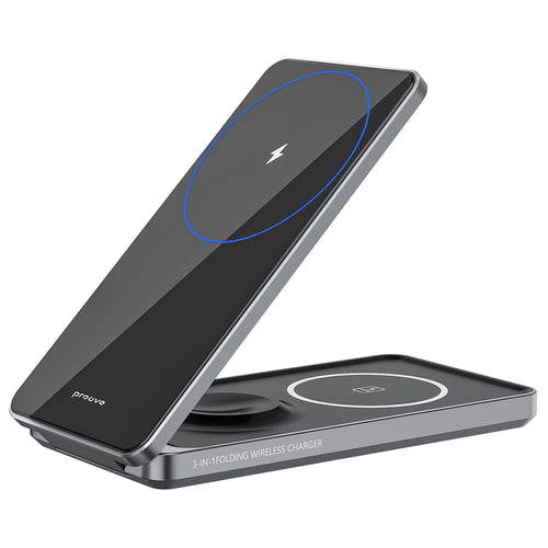 Incarcator wireless Proove Metal Edge (WSME15010003), MagSafe, pentru iPhone, AirPods, iWatch, Pliabil, 15W, gri