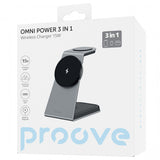 Incarcator wireless Proove Omni Power (WSOP15020003), MagSafe, 3in1, pentru iPhone, AirPods, Apple Watch, 15W, gri