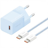 Incarcator retea Baseus (P10110902313-00), Type-C Cable Included, GaN, Type-C, Incarcare rapida, 30W, 1m, albastru