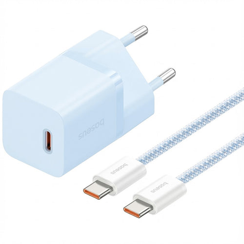 Incarcator retea Baseus (P10110902313-00), Type-C Cable Included, GaN, Type-C, Incarcare rapida, 30W, 1m, albastru