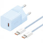Incarcator retea Baseus (P10110902313-00), Type-C Cable Included, GaN, Type-C, Incarcare rapida, 30W, 1m, albastru