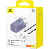 Incarcator retea Baseus (P10110902523-00), Type-C Cable Included, GaN, Type-C, Incarcare rapida, 30W, 1m, mov
