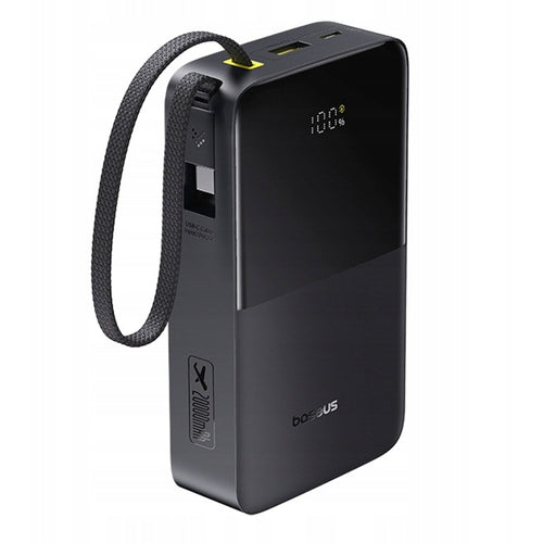 Baterie Externa Baseus Enerfill Bipow2 Pro (E0027701), Integrat USB-C Cable, 20000mAh, 22.5W, Afisaj Digital, Negru