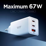 Incarcator retea Spigen Essential EE673EU (ACH08710), USB, 2x Type-C, Incarcare rapida, Quantum Boost, 67W, alb