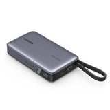 Baterie externa UGREEN PB550 (55996B), Incarcare rapida, Afisaj digital, USB, Type-C, Integrat USB-C Cable, 67W, 20000mAh, gri