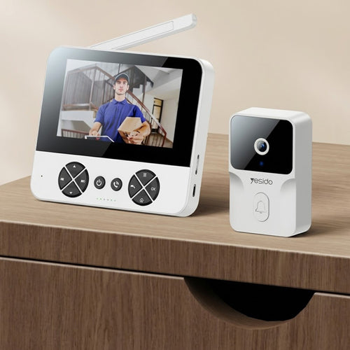 Camera de supraveghere Yesido Wireless Video Intercom Doorbell (KM27), 2.4G, 2K HD 1080*720px, 1000mAh, 4.3 TFT Screen, UK Plug, alb