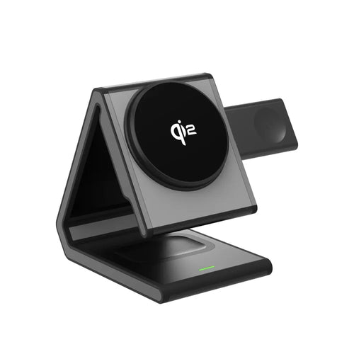 Incarcator wireless Lito 4in1 Magnetic (LT-W02), pentru iPhone, Apple Watch, AirPods, Phone Stand, 15W, QI2, N52 Magnets, negru