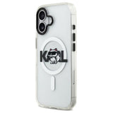 Husa pentru iPhone 17, Karl Lagerfeld IML Choupette Sketch Logo MagSafe (KLHMP17SHGCHGKBT), transparenta