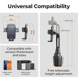 Suport auto Lisen (YL0223070048), pentru Suport pahar, Universal, Reglabil, Anti-Shake, Sigur Fit, pentru Telefon up to 7, negru