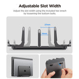 Spigen Vertical Laptop Stand LD208S4 (AMP10640), pentru 4 Devices, reglabil Width, Universal, Silicone Pads, Space Gri