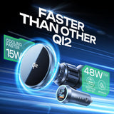 Suport auto Lisen cu Wireless Charging Qi2, W701 (YL0224060042), pentru Grila ventilatie, USB, USB-C Incarcator auto, Cable, 15W, negru