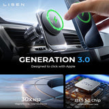 Suport auto Lisen cu Wireless Charging (YL0223070009), MagSafe, Grila ventilatie, Square Shape, One-Click Release, 15W, negru