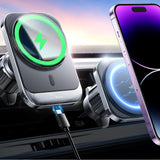 Suport auto Lisen cu Wireless Charging (YL0223070009), MagSafe, Grila ventilatie, Square Shape, One-Click Release, 15W, negru