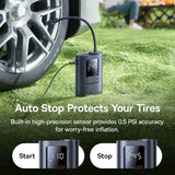 Baseus Car Compressor Gotrip VA1 Super Mini (C0119701), cu Display, Flashlight, 22 Cylinder, Auto-Stop, Cosmic Negru