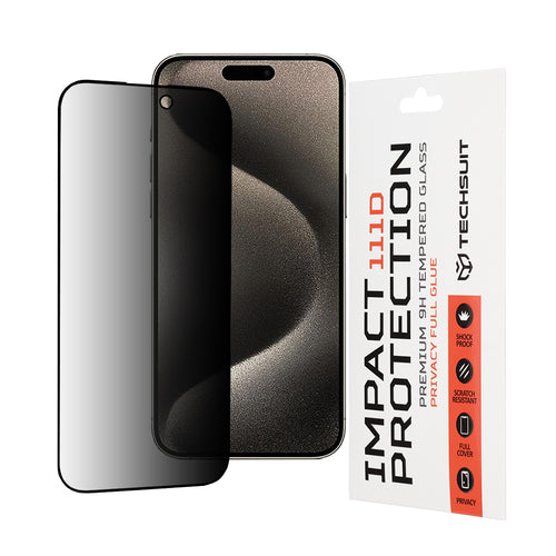 Folie de protectie pentru iPhone 15 Pro Max, Techsuit 111D Privacy Full Glue