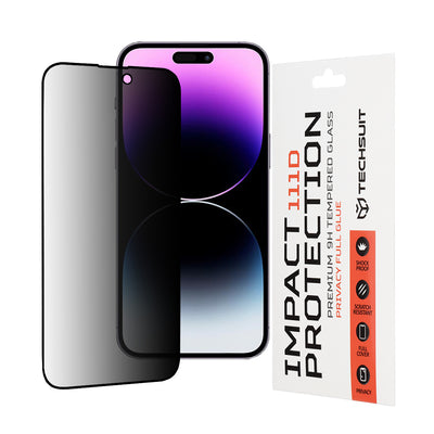 Folie de protectie pentru iPhone 14 Pro Max, Techsuit 111D Privacy Full Glue