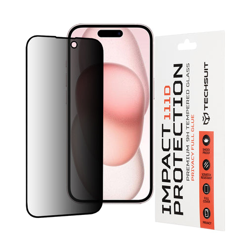 Folie de protectie pentru iPhone 15, Techsuit 111D Privacy Full Glue