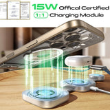 Incarcator wireless Lisen 3-in-1 (YL0424040001), cu Incarcator retea, Cable, pentru Phone, Earbuds, Watch, 15W, argintiu;gri