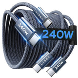 Cablu Lisen de date (YL0123070023) (2 pack), Type-C to Type-C, 240W, Nylon-Braided, 2m, bleumarin