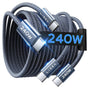 Cablu Lisen de date (YL0123070023) (2 pack), Type-C to Type-C, 240W, Nylon-Braided, 2m, bleumarin