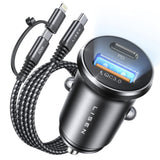 Incarcator auto Lisen (YL0223080035), USB, Type-C, cu 3in1 Type-C/Lightning to Type-C Cable, 12V/24V, negru