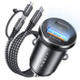 Incarcator auto Lisen (YL0223080035), USB, Type-C, cu 3in1 Type-C/Lightning to Type-C Cable, 12V/24V, negru