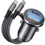 Incarcator auto Lisen (YL0223080047), USB, Type-C, cu Type-C Armor Cable, 12V=24V, negru