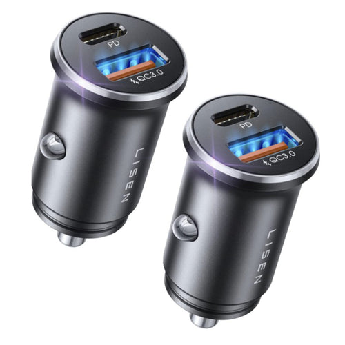 Incarcator auto Lisen (YL0223080037) (2 pack), USB, Type-C, PD36W, Q3.0, 12V/24V, negru