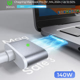 Cablu Lisen de date (YL0123070001), Type-C to MagSafe 3, pentru MacBook, 140W, Super Incarcare rapida, Braided, 2m, gri