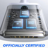 Cablu Lisen de date (YL0123070001), Type-C to MagSafe 3, pentru MacBook, 140W, Super Incarcare rapida, Braided, 2m, gri