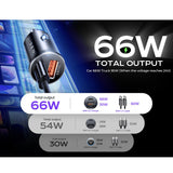 Incarcator auto Lisen (YL0223110003), cu Type-C Braided Cable, USB, USB-C, PD65W, QC3.0, 12V=24V, Aliaj aluminiu, argintiu