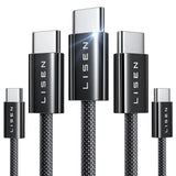 Cablu Lisen (5 pack) Cablu de date (YL0123070010), Type-C, 60W, 480Mbps, Incarcare rapida, Braided, 1m/1m/2m/2m/3m, negru