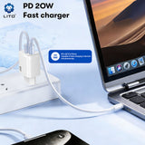 Incarcator retea Lito (LC28), Type-C, USB, PD20W, Charge, PC Fireproof, 5V/3A, alb