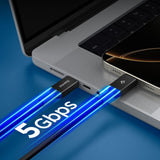 Cablu Spigen de date Essential EB10015CC (ACA10421), Incarcare rapida, Type-C, 100W, 5Gbps, E-Marker Chip, 1.5m, negru
