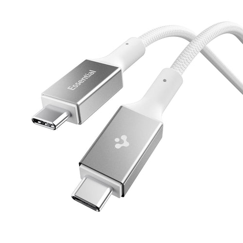 Cablu Spigen de date Essential EB10015CC (ACA10420), Incarcare rapida, Type-C, 100W, 5Gbps, E-Marker Chip, 1.5m, alb
