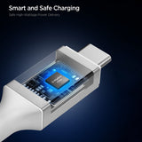 Cablu Spigen de date Essential EB10015CC (ACA10420), Incarcare rapida, Type-C, 100W, 5Gbps, E-Marker Chip, 1.5m, alb