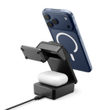 Incarcator wireless Spigen Essential EF323MQ (ACH10398), MagSafe, Incarcare rapida, Qi2.2, 3in1, Pliabil, 25W, negru