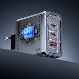 Incarcator retea Yesido Incarcator retea (YC101), USB, 2x Type-C, GaN, Incarcare rapida, 65W, 5V/3A, CE, FCC, Rohs, VO, negru