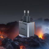 Incarcator retea Yesido Incarcator retea (YC101), USB, 2x Type-C, GaN, Incarcare rapida, 65W, 5V/3A, CE, FCC, Rohs, VO, negru