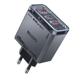 Incarcator retea Yesido Incarcator retea (YC101), USB, 2x Type-C, GaN, Incarcare rapida, 65W, 5V/3A, CE, FCC, Rohs, VO, negru