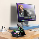 Incarcator wireless Yesido (DS38), 8in1, MagSafe, Incarcare rapida, pentru iPhone, Apple Watch, Earbuds, 65W, negru