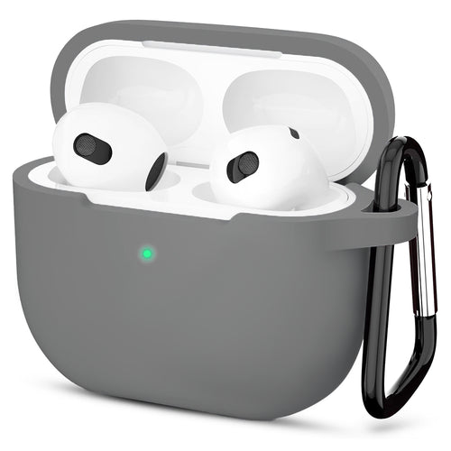 Husa casti pentru AirPods 3, Techsuit Silicone Case Smooth Ultrathin Material, gri