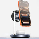Incarcator wireless 3in1 Yesido (DS40), pentru Phone, Earphone, Watch cu Touch Switch, Fan, Qi2.2, 25W, Type-C Cable, negru