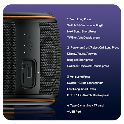 Boxa portabila Yesido Boxa portabila (YSW40), Bluetooth 5.3, Type-C, TF Card, USB, 1200mAh, 8W, negru
