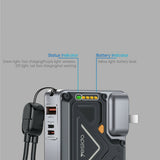Baterie externa Yesido (YP89), Magnetic, Incarcare rapida, USB, Lightning, Type-C, Integrat Stand, LED Lights, 10000mAh, 22.5W, gri