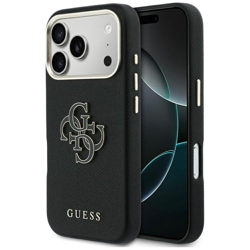 Husa pentru iPhone 17 Pro, Guess Hardcase Resin Logo (GUHCP17L5PS4RGGK), negru